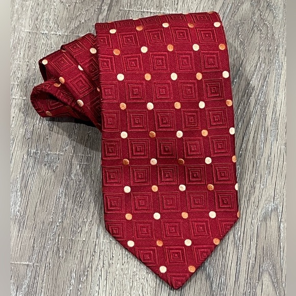 Ermenegildo Zegna Tie Red Polka Dot Classic Power 100% Silk Made in Italy - Picture 4 of 12